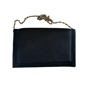 Walborg Black Bleated Evening Bag